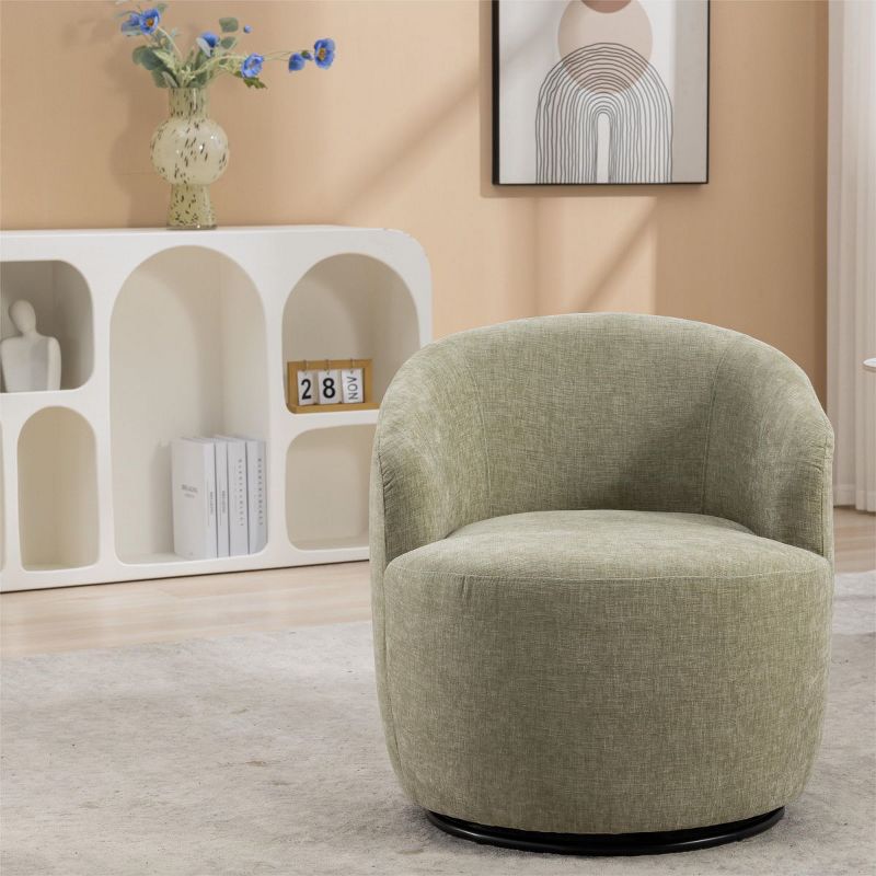 Fannie Chenille Swivel Accent Armchair Barrel Chair,25.60'' Wide Small Velvet Swivel Chair,360° Upholstered Swivel Barrel Chair-Maison Boucle‎, 4 of 10