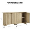 61" Modern Buffet Cabinet with 4 Fluted Doors, Adjustable Shelves, Multi-Functional Coffee Bar, Farmhouse Design, Oak - 2 of 4