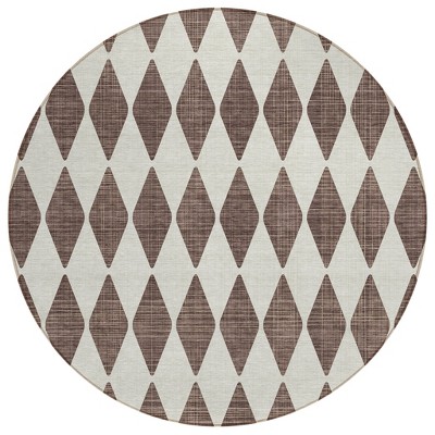 Brown Geometric Washable Indoor Outdoor Area Rug
