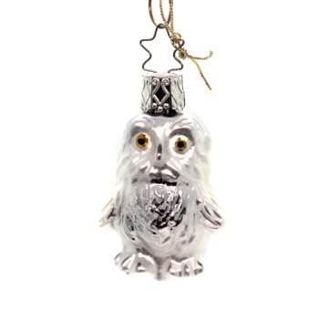 Inge Glas Young Snow Owl  -  2.25 Inches -  Ornament Wisdom  -  110816  -  Glass  -  Off-White