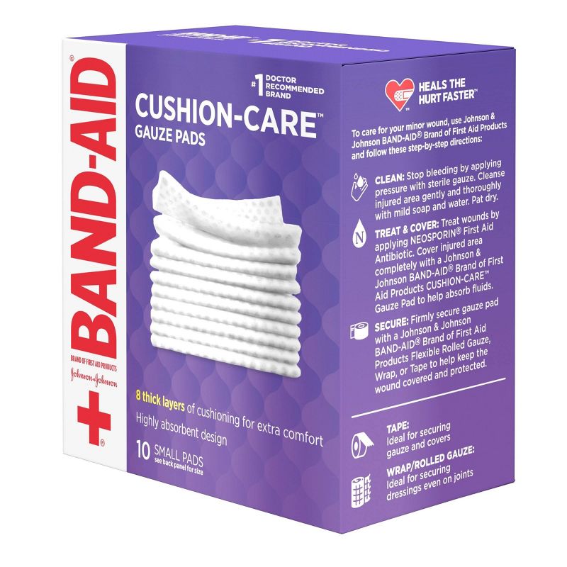 Johnson &#38; Johnson Brand Cushion Care Gauze Pads, Small, 2 in x 2 in - 10 ct, 5 of 8