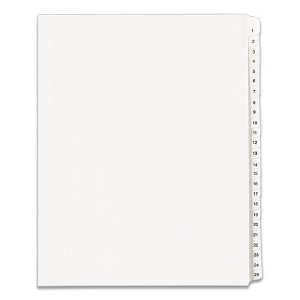 Avery Preprinted Legal Exhibit Side Tab Index Dividers, Allstate Style, 25-Tab, 1 to 25, 11 x 8.5, White, 1 Set, (1701) - 1 of 4