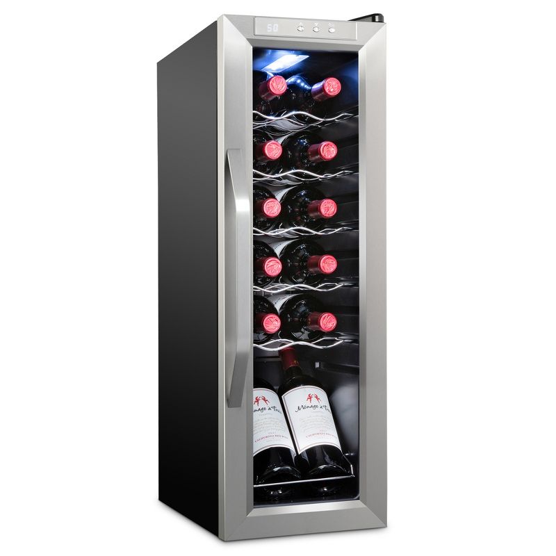 Ivation 12-Bottle Compressor Freestanding Wine Cooler Refrigerator - Stainless Steel, 1 of 8