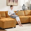 U-Shaped Sectional Sofas with Reversible Chaise, Luxurious Corduroy Upholstery, Deep Seat Comfort & Durable Support Perfect for Living Room - 3 of 4