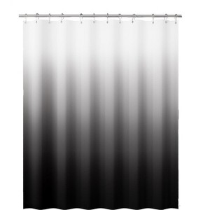 Aoibox Ombre Black Cloth Shower Curtain Set with Hooks, Washable Fabric Farmhouse Bathroom Decor, Rustic Black and White Design - 1 of 4