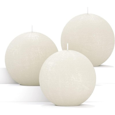 Set of 3 Round Teal Candles - 3 inch Sphere Candles for Wedding & Home Decor - Unscented Long Burning