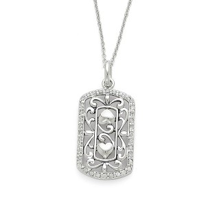 Black Bow Jewelry Rhodium Plated Sterling Silver & CZ Thankful for You Necklace, 18 Inch - 1 of 4
