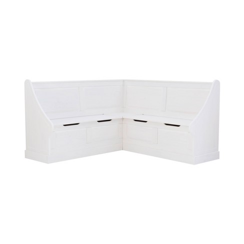 White corner deals storage bench