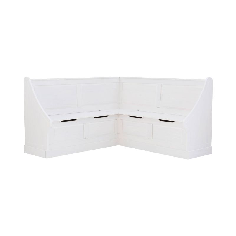 Tobin Storage Corner Nook and Pedestal Table Dining Set White/Natural - Linon, 6 of 22