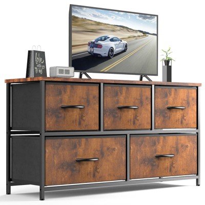 NicBex Dresser for Bedroom,Chest of Drawers with Fabric Bins and Black Metal Handles Design,Fabric Storage Dressers for Bedroom