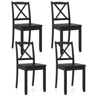 Tangkula Dining Chair Set of 4 Kitchen Side Chairs w/ Rubber Wood Legs & Cross Back