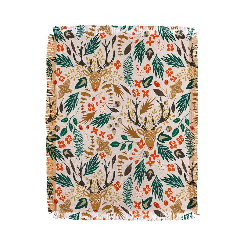 Marta Barragan Camarasa Christmas in the wild nature 56"x46" Woven Throw Blanket - Deny Designs, 1 of 6