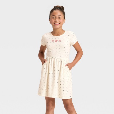 Girls' Short Sleeve Printed Knit Dress - Cat & Jack™
