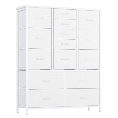 homfan15 Drawers Dresser for Bedroom, Tall Dressers & Chests of Drawers for Hallway, Entryway, Storage Organizer Unit w/ Fabric,Sturdy Metal Frame