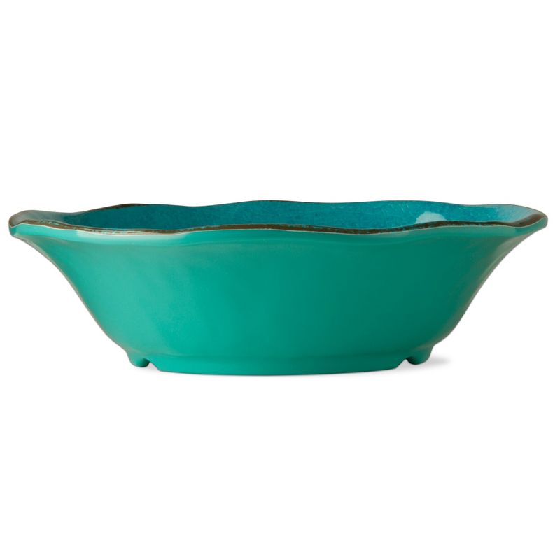 tagltd 10oz. 7 in. Veranda Cracked Glazed Solid Ocean Blue Wavy Edge Melamine Serving Bowls 4 pc Dishwasher Safe Indoor Outdoor, 2 of 6