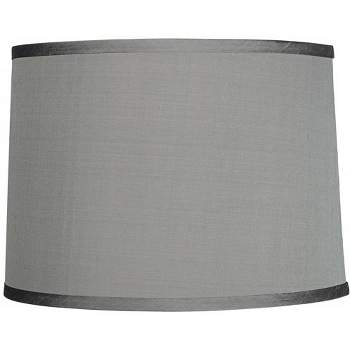 Springcrest Platinum Gray Medium Dupioni Silk Lamp Shade 13" Top x 14" Bottom x 10" Slant x 10" High (Spider) Replacement with Harp and Finial