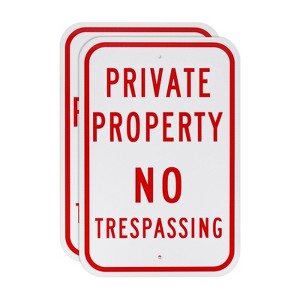 Unique Bargains Waterproof Reflective Garden Private Property - No Trespassing Sign 2 Pcs - 1 of 4