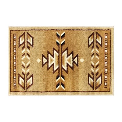 Emma and Oliver Olefin Accent Rug with Southwestern Geometric Arrow Design and Natural Jute Backing