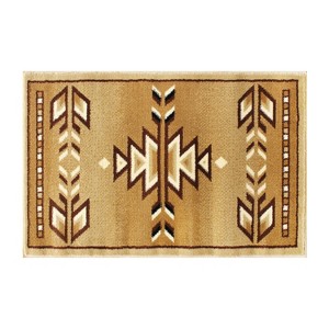 Emma and Oliver Olefin Accent Rug with Southwestern Geometric Arrow Design and Natural Jute Backing - 1 of 4