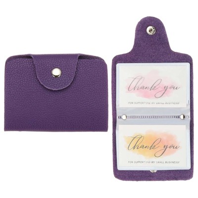Unique Bargains Leather Slim ID Card Business Card Holder Wallets with 24 Slots 4" x 3" 2 Pcs