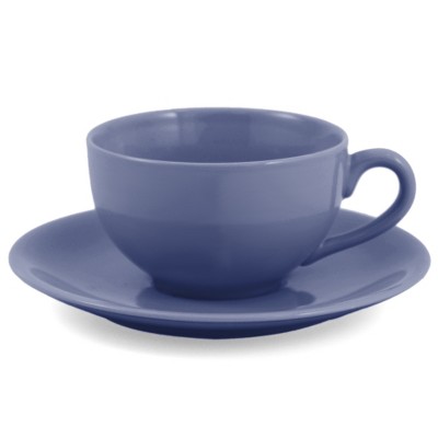 Metropolitan Tea Blue Ceramic Teacup and Saucer Set