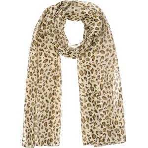INSPIRE CHIC Women's Leopard Printed Chiffon Square/Long Lightweight Soft Sheer Neck Scarves 1Pc - 1 of 4