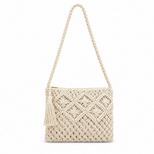 Alilang Macrame Crossbody Bag with Zip Closure and Interior Slip