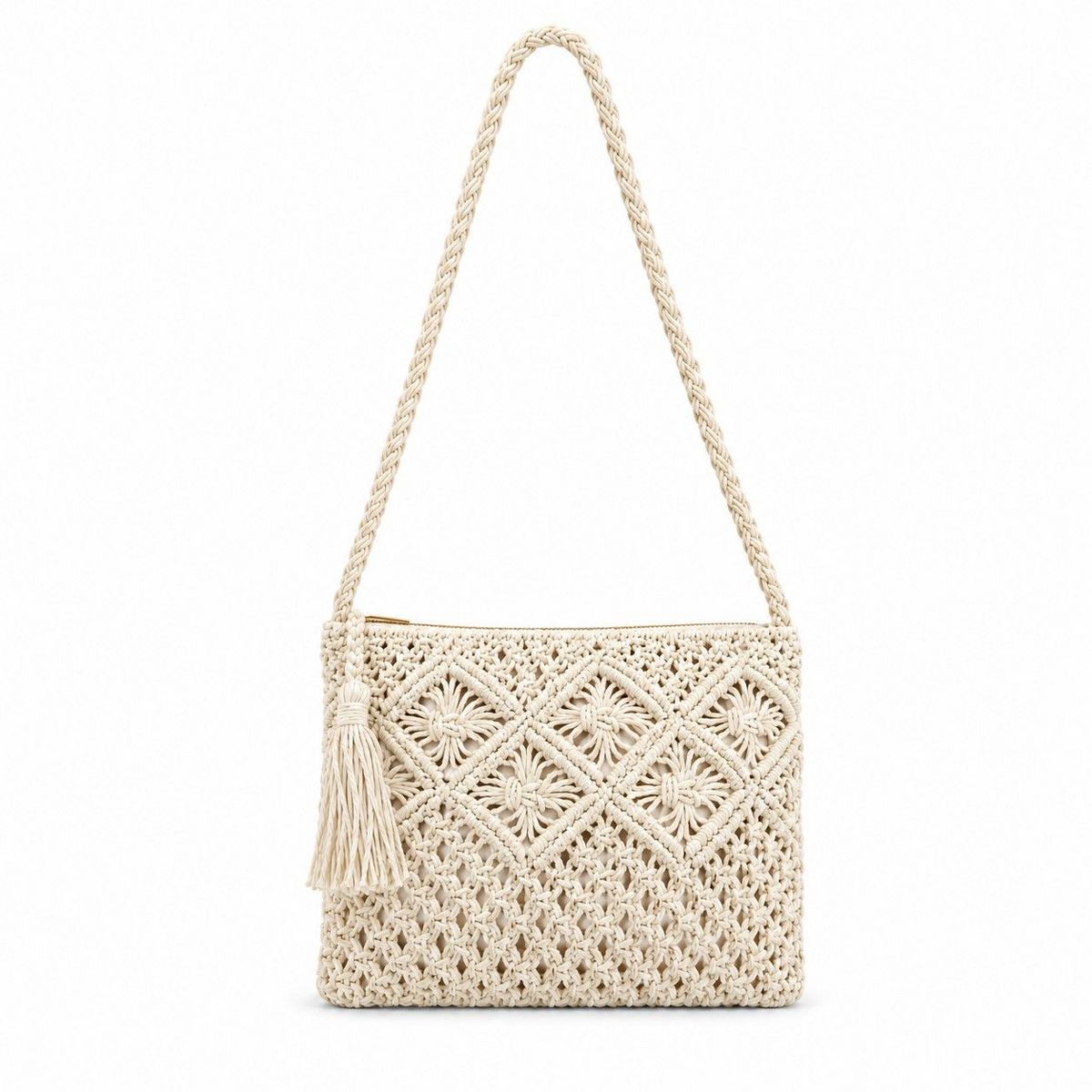 Alilang Macrame Crossbody Bag with Zip Closure and Interior Slip Pocket