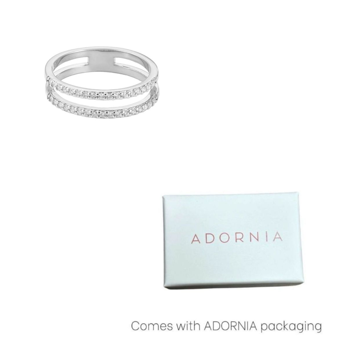 Adornia Silver Plated CZ Double Band Ring - thumbnail 4