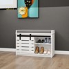 VYNXARIA Modern 2-Tier Shoe Storage Bench with Sliding Barn Door & Removable Cushion - White - 2 of 4