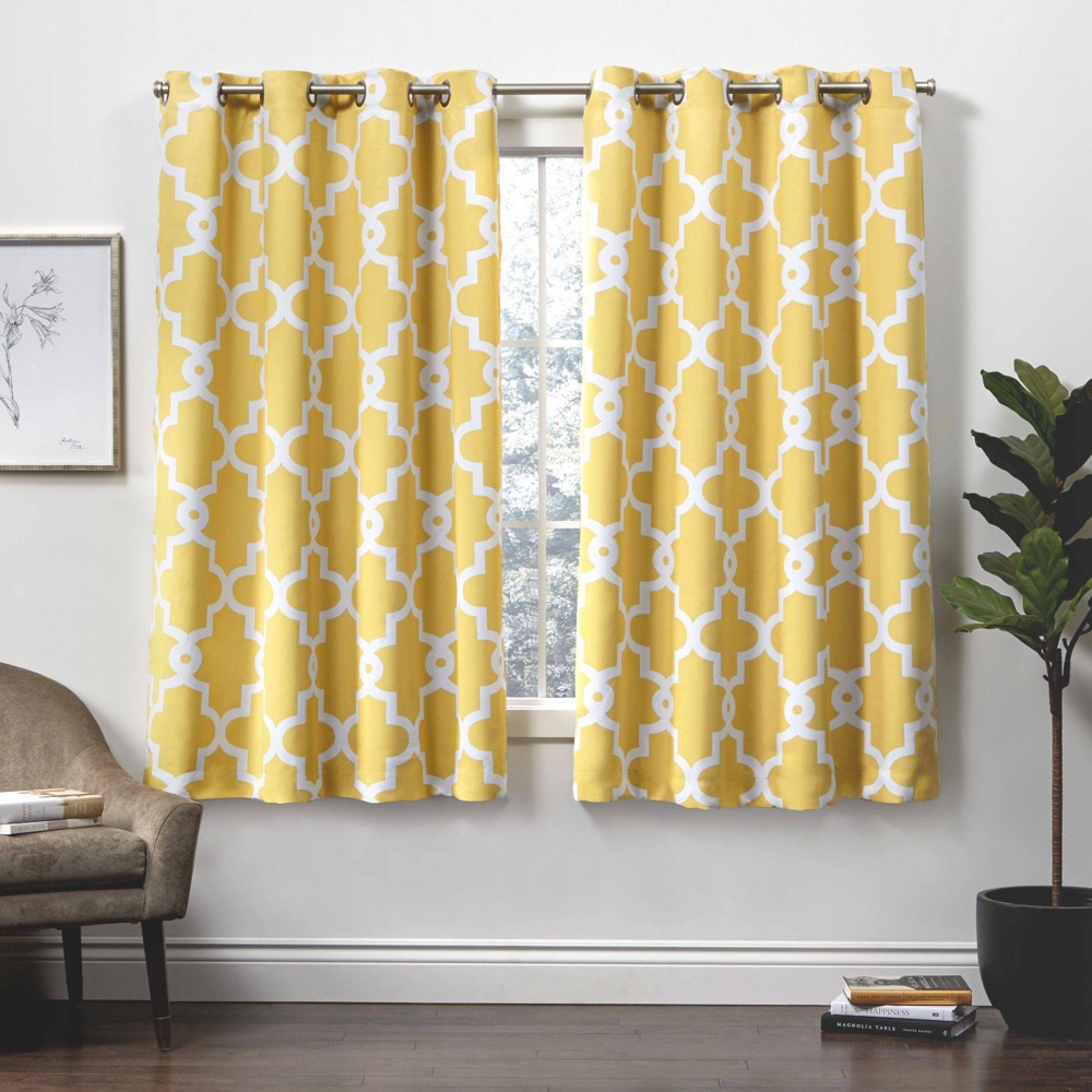 Photos - Curtains & Drapes Set of 2 63"x52" Ironwork Sateen Woven Room Darkening Window Curtain Panel