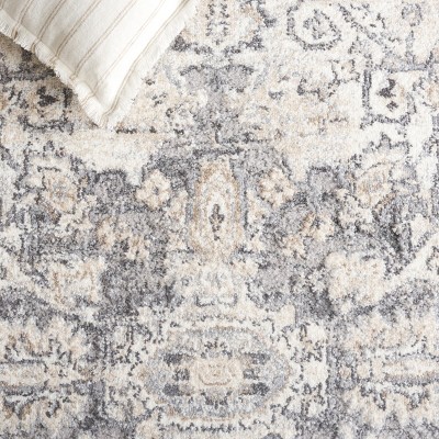 Ivory and Grey Synthetic Hand-knotted Runner Rug, 2'3" x 9'
