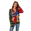 Coolmee Women's Christmas Long Sleeved Knitted Jacket Autumn and Winter Contrasting Jacquard Sweater Cardigan - 3 of 4