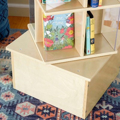 Natural Birch Wood Kids Rotating Book Display with Acrylic Sides