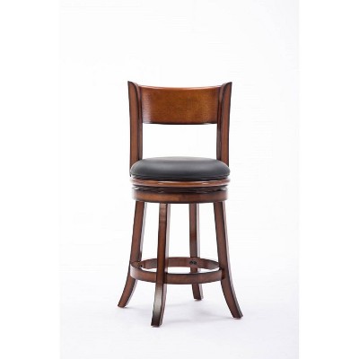 Chestnut Bonded Leather 24" Swivel Counter Stool with High-Density Foam