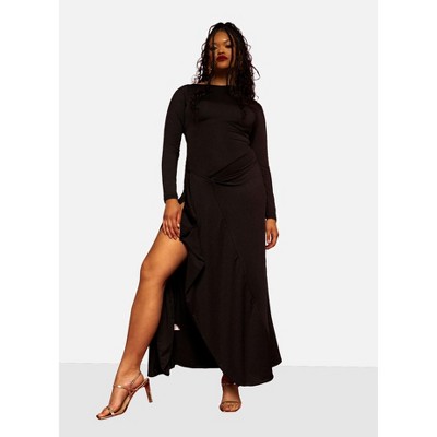 Rebdolls Women's Bell Adjustable Waist Maxi Dress W. Side Slit