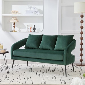 53.7" Modern Velvet Loveseat Sofa with Open Back & 3 Pillows,Small 2-Seater Couch for Living Room Bedroom Apartment-Baofuwish - 1 of 4
