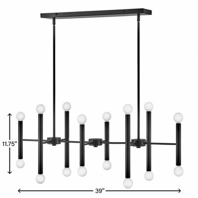Black Mid-Century Modern 16-Light Sputnik Chandelier