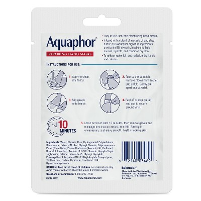 Aquaphor Advanced Therapy Repairing Hand Mask - 0.7 fl oz: Deep Hydration, Paraben-Free, Contains Shea Butter