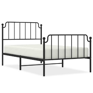 vidaXL Twin XL Metal Bed Frame with Headboard & Footboard, Sturdy Steel,  Black, No Mattress - 1 of 4