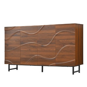 Lyngins Sideboard Buffet Cabinets with 4 Doors,Iron Legs,Coffee Bar Cabinets,Credenzas for Kitchen,Entryway - 1 of 4