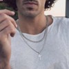 Turandoss Cross Pendant Necklace for Men, Stainless Steel Necklace Simple Jewelry Gifts Cross Chain Necklace - 2 of 4