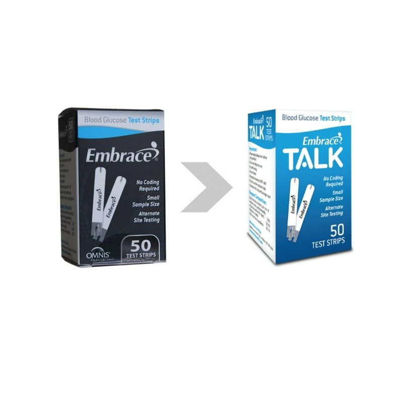 Embrace TALK Blood Glucose Test Strips, Box of 50 or 100, 2 of 3