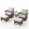 Belord 5 Pieces Patio Furniture Set, All Weather Brown Wicker Outdoor Conversation Set with Swivel Patio Chairs Set of 2, Small Balcony Furniture Set - 4 of 4