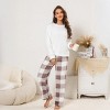 Women's Pink Fuzzy Knit Sweater & Plaid Pants Pajama Set - Cupshe - 3 of 4