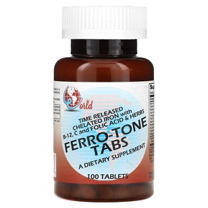 World Organic Ferro-Tone Tabs, 100 Tablets - 1 of 3