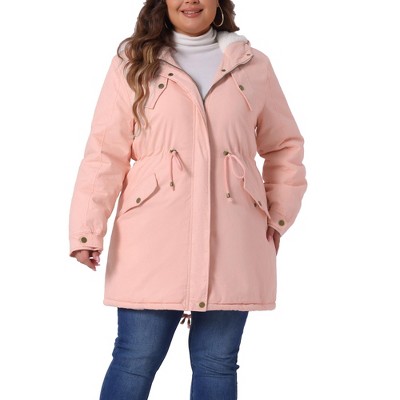Agnes Orinda Women's Plus Size Drawstring Waist Long Sleeve Warm Barn Jackets with Hooded