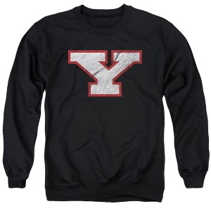 Youngstown State University Official Distressed Primary Adult Crewneck Sweatshirt, Black - 1 of 4