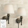 Regency Hill Braid Rustic Vintage Wall Light Sconces Set of 2 Smart Sockets Bronze Copper Plug-In 7" Fixture Ivory Shades for Bedroom - 2 of 4