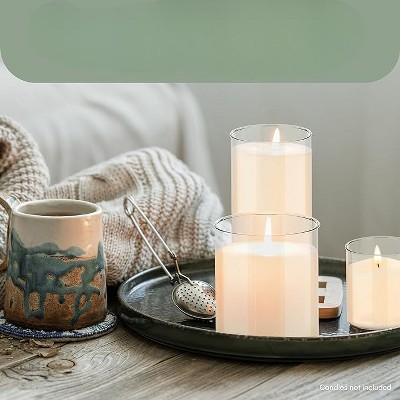 Clear Glass Hurricane Wall Mounted Candle Holders Set of 3